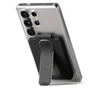 Ringke Slide Grip Magnetic Edge Designed for Samsung Galaxy Devices [All-in-One] Premium PU Leather Card Holder with Finger Loop and Adjustable Stand Compatible with MagSafe Wallet - Black