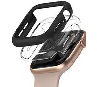 Ringke Slim Case [2 Pack] Compatible with Apple Watch Series 6/5/4/SE [44mm], iWatch Bezel Premium PC Hard Thin Cover - Clear & Matte Black