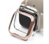 Ringke Slim Case [2 Pack] Compatible with Apple Watch Series 9/8/7 (45mm), Bezel [Frame Only] Premium PC Hard Thin Cover - Clear & Chrome Rose Gold