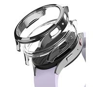 Ringke Slim Compatible with Samsung Galaxy Watch 5 40mm Case [2 Pack] Ultra Thin Lightweight Hard PC Cover - Clear & Dark Chrome