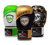 RingMaster Boxing Gloves Bag Punch Focus Mitts Training MMA Sparring Martial Arts kickboxing (Gold-Black, 12oz)