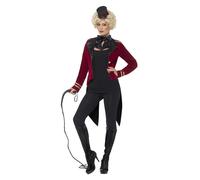 Smiffys Ringmaster Costume, Red with Jacket, Collar & Mini Top Hat, Circus Fancy Dress, Adult Dress Up Costumes