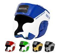 RingMaster Head Guard HeadGear Boxing MMA Martial Arts Kick Protector (Small-Medium, Blue/White)