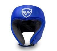 RingMaster Open Face Boxing HeadGuard Head Gear Leather Kick MMA Punch (Blue, Large - Extra Large)