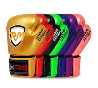 RingMaster Sports Kids Boxing Gloves Carbon Leather Training Sparring Punch Bag Mitt (Gold, 6 oz)