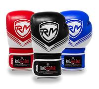 RingMasterUK Boxing Gloves Victory Series Training Punch MMA Bag Kick Pads Thai (Black, 16oz)