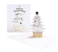 RINGO 3D Pop Up Christmas Card - Transparent Tree with Golden Star & Merry Christmas Cover - Handmade Holiday Greeting Card with Envelope - Festive Gift for Family & Friends