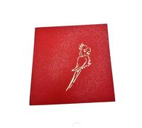 RINGO 3D Pop Up Parrot Card - Colourful Parrot on Flowering Tree Design with Red Laser-Cut Cover - Handmade Greeting Card with Envelope - Perfect for Birthday, Thank You, or Tropical Gift