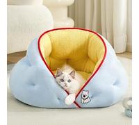 RINGO Cat Cave Bed for Indoor Cats, Super Soft Plush Fluffy Faux Fur Cat Sleeping Cave Hole, Warm Milk Velvet Cat Hut with Thick Padding, Calming Cat House for Anxiety Relief
