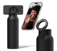 Ringo Insulated Stainless Steel Water Bottle - MagSafe Compatible With Magnetic Phone Holder - Hot 12H, Cold 24H, 360° Rotate - Black 32oz