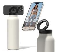Ringo Insulated Water Bottle - MagSafe Compatible Water Bottle with Magnetic Phone Holder - Stainless Steel Water Bottle with Tripod Phone Mount - Hot 12H, Cold 24H, 360° Rotate - Ivory 32oz