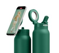 Ringo Pro Stainless Steel Water Bottle with Rotating Magnetic Holder for Smartphone, 710 ml, Green
