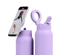 Ringo Pro Stainless Steel Water Bottle with Rotating Magnetic Holder for Smartphone, 710 ml, Lilac