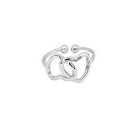 Rings Aesthetic,S Sterling SilverSilver Ring For Women Glossy Double Hollow Love Heart Adjustable Open Knuckle Tail Ring Finger Joint Jewelry For Lady Girls Wedding Valentine'S Day Gift