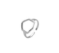Rings Aesthetic,S Sterling SilverSilver Ring For Women Glossy Hollow Hexagon Geometry Punk Adjustable Open Knuckle Tail Ring Finger Joint Jewelry For Lady Girls Wedding Valentine'S Day Gift