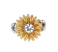 Rings Exquisite Women's Two Tone Silver Floral Ring Round Sunflower