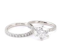 Rings for Girlfriend, Simple Promise Rings 9K White Gold Round 2Pcs with 2Ct Moissanite Size M 1/2