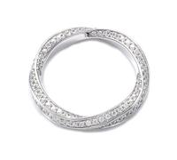 Rings for Girlfriend, Womens Wedding Bands White Gold 9K Mobius Band with Moissanite Size K 1/2
