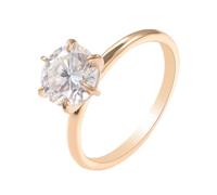 Rings for Girlfriend, Yellow Gold Ring Thick 9K Solitaire 6 Prongs with 1ct Oval Moissanite Size Q 1/2