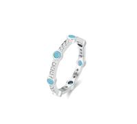 Rings for Her, Love Friendship Ring with Turquoise and Moissanite Silver Platinum Size P 1/2