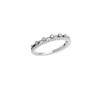 Rings for Her, Vintage Wedding Ring Elegant Crown Design with Round Diamond 0.18Ct 18K White Gold Size O 1/2