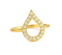 Rings for Me, Engagement Ring Vintage Style Water Drop with Diamond 9K Yellow Gold Size I 1/2