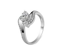 Rings for Me, Promise Ring White Gold 18K Elegant Twisted with 4 Prong 0.5ct Round Moissanite Size N 1/2
