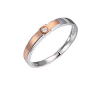 Rings for Me, Promise Ring Women Silver with 0.02Ct Diamond 14K White and Rose Gold Size O 1/2