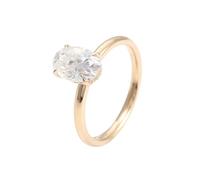 Rings for Me, Promise Rings Set with White Oval Shape Moissanite 9K Yellow Gold Size S 1/2