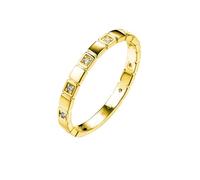 Rings for Me, Ring Bands for Women with White Round Shape Moissanite 9K Yellow Gold Size H 1/2
