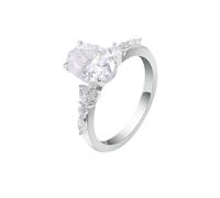 Rings for Me, Ring Womens with White Oval Shape Moissanite 9K White Gold Size L 1/2