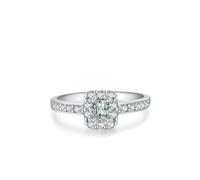 Rings for Me, Silver Eternity Ring with Square and Round Shape Moissanite Platinum Size V 1/2