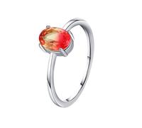 Rings for Me, Simple Promise Rings 14K White Gold Oval Solitaire with Red Lab Created Ruby Size R 1/2