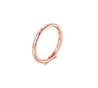 Rings for Me, Simple Promise Rings Inlaid Stones with Round Shape Moissanite 14K Rose Gold Size L 1/2