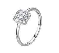Rings for Me, Simple Wedding Band Elegant with Rectangle Shape Moissanite 9K White Gold Size R 1/2