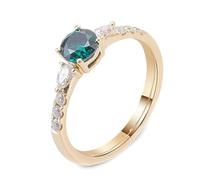 Rings for Me, The Promise Ring with Round Shape Created Emerald 1Ct 9K Yellow Gold Size O 1/2