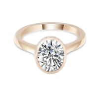 Rings for Me, Unique Yellow Gold Engagement Rings for Women 14K with 1Ct Oval Shape White Moissanite Size L 1/2