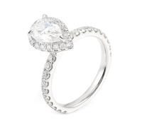Rings for Me, Wedding Band Set Drop with 1ct Pear Shaped Moissanite 14K White Gold Size W 1/2