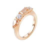 Rings for Me, Yellow Gold Ring Thick 9K with White Rectangle Shape Moissanite Size N 1/2