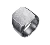 Rings for Men Fashion, 316L Stainless Steel Square Flat Top 18MM Promise Wedding Ring, Silver Grey, Size P 1/2