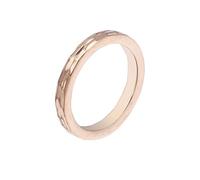 Rings for Men Fashion, Stainless Steel 3MM Thin Bands Ring with Hammered Pattern for Mens Womens Rose Gold, Size N 1/2