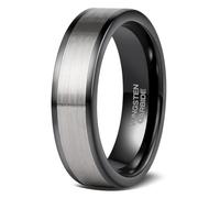 Rings for Men Tungsten 6mm, Silver Brushed Ring for Wedding Size L to Z | Engagement Ring Comfort Fit, Promise Ring Minimalist
