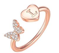 Rings for Teens Girls Initial Letter Alphabet Rings A Z Silver And Gold Crystal Adjustable Finger Ring For Women Girl Jewelry Little Girl Rings Age 7-8 Kids Rings for Girls(L, One Size)