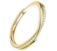 Rings for Women Adjustable Sterling Silver Bands with Cubic Zirconia Wedding Rings Thumb Ring Perfect for Women Weddings, Engagements,Anniversary and Promises Finger Ring (Gold)