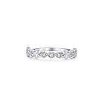 Rings for Women Cubic Zirconia Wedding Ring 925 Sterling Silver 1.4mm Small Flower and Three Stones Size R 1/2 Gifts for Ladies Mother Simple
