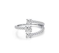Rings for Women Cz Wedding Band 925 Sterling Silver 1.6mm Three-Layer with Cz Open Ring Size R 1/2 Gifts for Ladies Mother Fashion