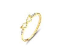 Rings for Women Engagement, Yellow Gold Rings 18K Angel Wing with Round Diamond Gold Size I 1/2
