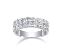 Rings for Women Knuckle, Unique Rings for Women 6.5mm Width Ring with Two Rows Of Moissanite Silver Platinum Size J 1/2