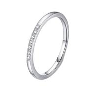 Rings for Women Knuckle, White Gold Band for Women 9K Dainty Stackable Thin with Round Shape Moissanite Size Q 1/2