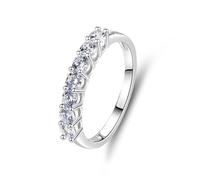 Rings for Women Knuckle, Women's Bridal Rings Sets Elegant 0.7ct Round Moissanite 9K White Gold Size M 1/2